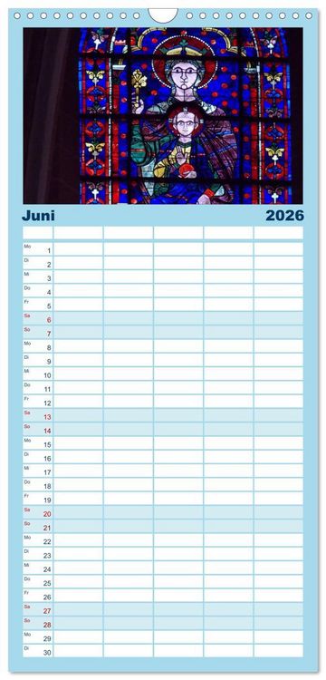 Produktbild: Familienplaner 2026 - Bilder aus Licht - Notre Dame de Chartres mit 5 Spalten (Wandkalender, 21 x 45 cm) CALVENDO