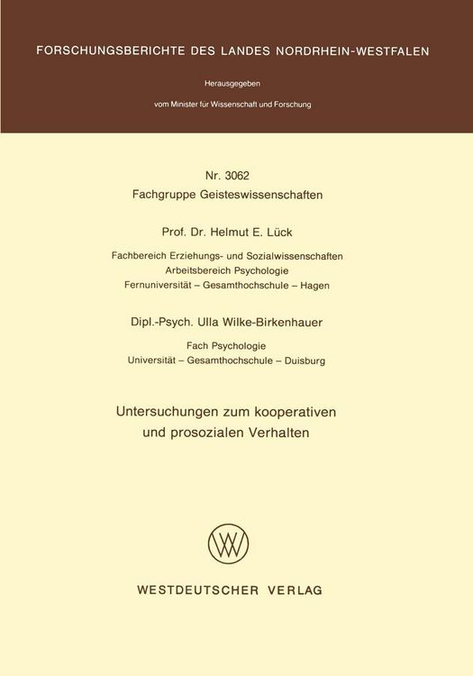 Produktbild: Untersuchungen zum kooperativen und prosozialen Verhalten