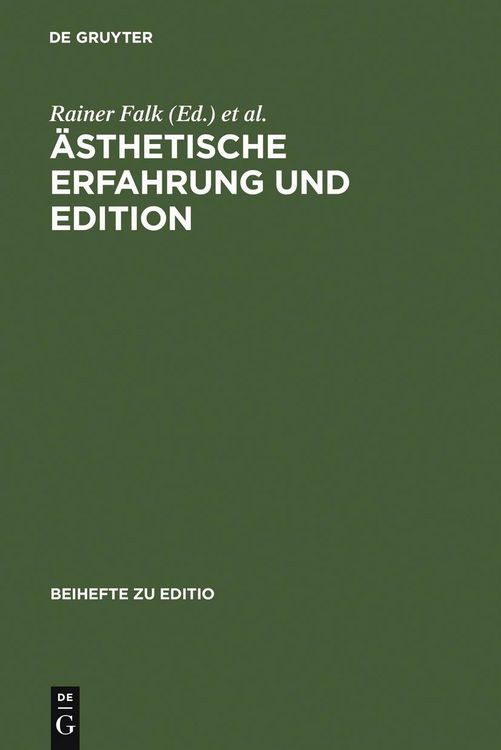 Produktbild: &Auml;sthetische Erfahrung und Edition