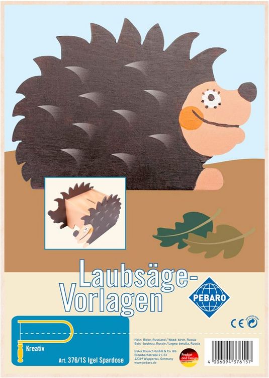 Produktbild: PEBARO 376/1S - Laubs&auml;gevorlage Igel Spardose, 2 Platten, Gr&ouml;&szlig;e DIN A4