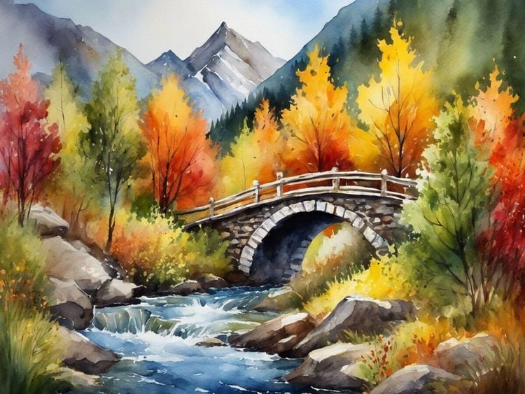 Produktbild: CALVENDO Puzzle Br&uuml;cke &uuml;ber einen Bergbach | 1000 Teile Lege-Gr&ouml;&szlig;e 64x48cm Foto-Puzzle f&uuml;r gl&uuml;ckliche Stunden