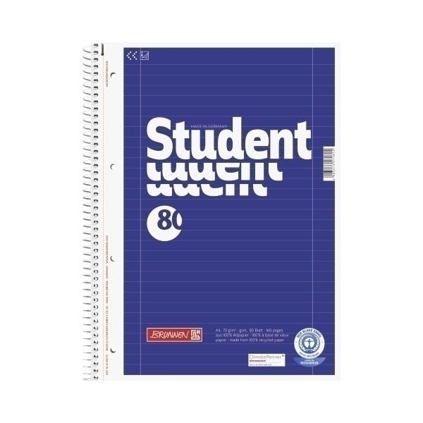 Produktbild: Brunnen Collegeblock A4 liniert Lineatur 27 80 Blatt Recyclingpapier