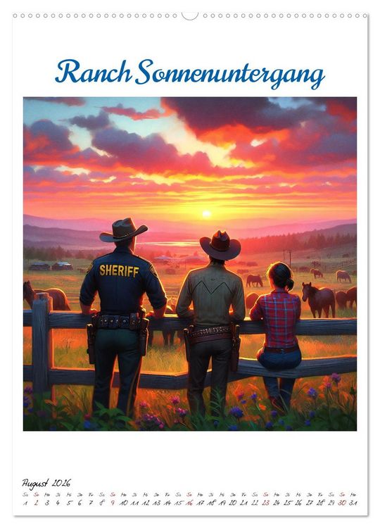 Produktbild: Wild-West Family - Yee-haw! K&uuml;nstliche Impressionen: Ein Jahr im Wilden Westen (hochwertiger Premium Wandkalender 2026 DIN A2 hoch), Kunstdruck in Hochglanz