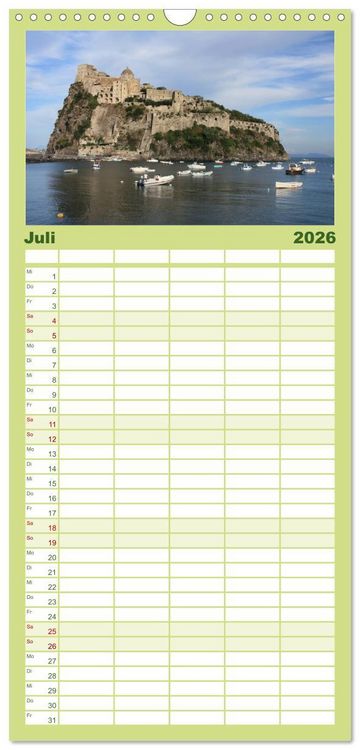 Produktbild: Familienplaner 2026 - Ischia mit 5 Spalten (Wandkalender, 21 x 45 cm) CALVENDO