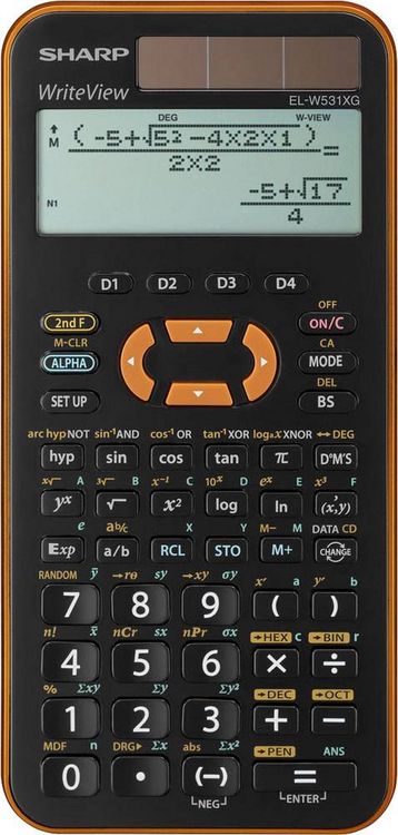 Produktbild: Sharp EL-W531 XG Schulrechner Orange Display (Stellen): 12 solarbetrieben, batteriebetrieben (B x H x T) 79.6 x 15.5 x 161.5 mm