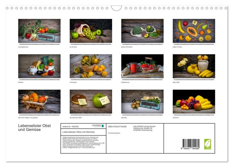 Produktbild: Lebenselixier Obst und Gem&uuml;se (Wandkalender 2026 DIN A3 quer), CALVENDO Monatskalender