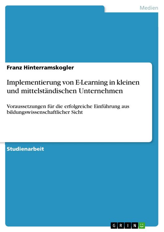 Produktbild: Implementierung von E-Learning in kleinen und mittelst&auml;ndischen Unternehmen