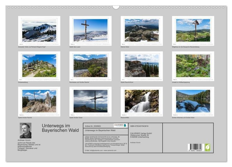 Produktbild: Unterwegs im Bayerischen Wald (Wandkalender 2026 DIN A2 quer), CALVENDO Monatskalender