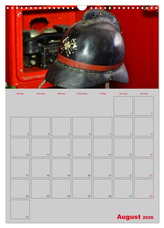 Produktbild: Alte Feuerwehrhelme - Terminplaner (Wandkalender 2026 DIN A3 hoch), CALVENDO Monatskalender