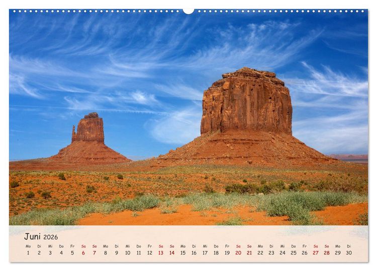 Produktbild: Monument Valley - Faszinierende Westernkulisse in den USA (hochwertiger Premium Wandkalender 2026 DIN A2 quer), Kunstdruck in Hochglanz