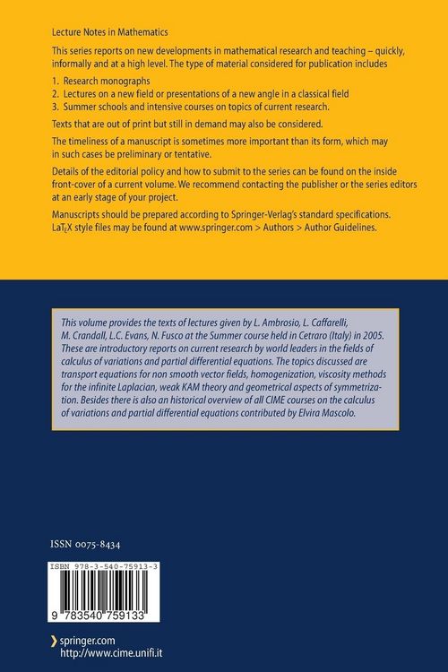 Produktbild: Calculus of Variations and Nonlinear Partial Differential Equations