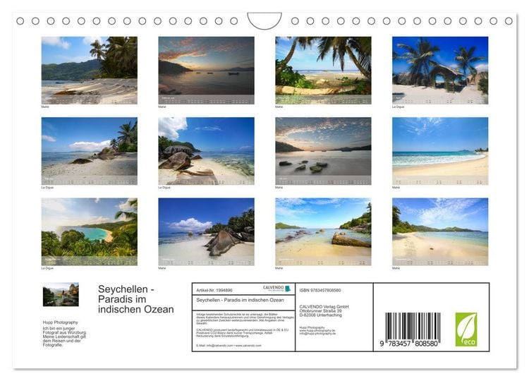 Produktbild: Seychellen - Paradis im indischen Ozean (Wandkalender 2026 DIN A4 quer), CALVENDO Monatskalender