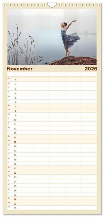 Produktbild: Familienplaner 2026 - Fl&uuml;gel aus Licht - Ballett in der Poesie der Natur mit 5 Spalten (Wandkalender, 21 x 45 cm) CALVENDO