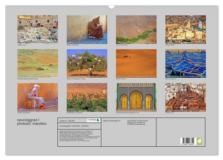 Produktbild: neunziggrad I photoart: marokko (Wandkalender 2026 DIN A2 quer), CALVENDO Monatskalender