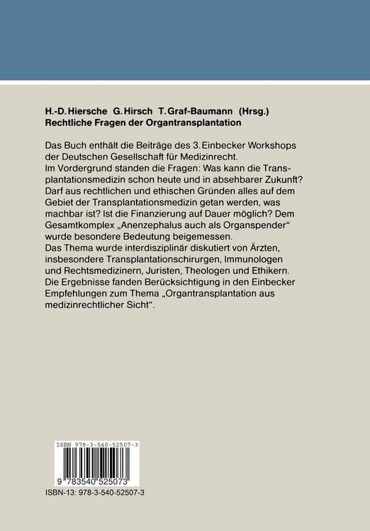 Produktbild: Rechtliche Fragen der Organtransplantation