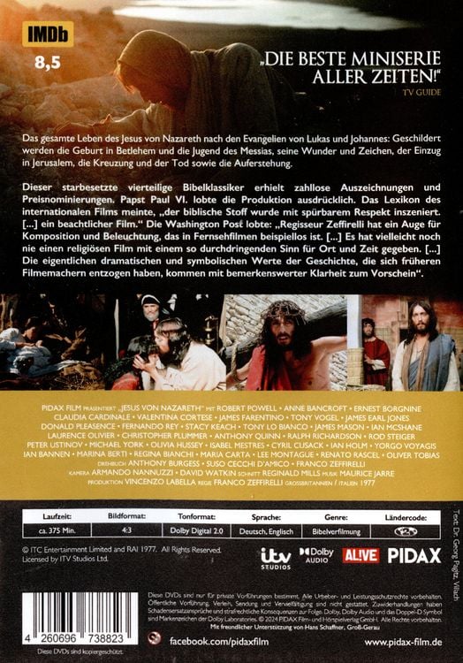 Produktbild: Jesus von Nazareth - Die Miniserie / Die komplette 4-teilige Miniserie mit Starbesetzung (Pidax Historien-Klassiker) [2 DVDs]