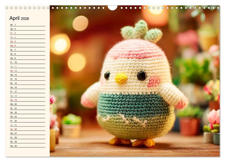 Produktbild: Kleine Freunde aus Wolle. Zauberhaft geh&auml;kelte Tierchen (Wandkalender 2026 DIN A3 quer), CALVENDO Monatskalender