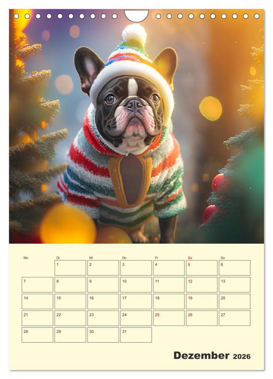 Produktbild: Lustige Flederm&auml;use. Franz&ouml;sische Bulldoggen bei der Freizeitgestaltung (Wandkalender 2026 DIN A4 hoch), CALVENDO Monatskalender