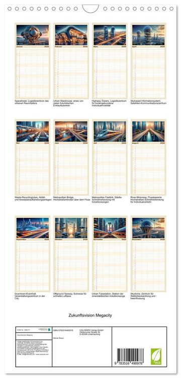 Produktbild: Familienplaner 2026 - Zukunftsvision Megacity mit 5 Spalten (Wandkalender, 21 x 45 cm) CALVENDO