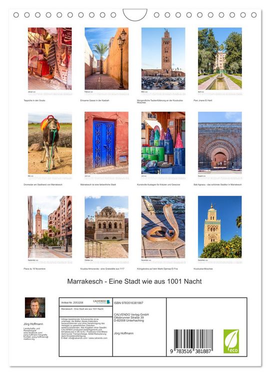 Produktbild: Marrakesch - Eine Stadt wie aus 1001 Nacht (Wandkalender 2026 DIN A4 hoch), CALVENDO Monatskalender