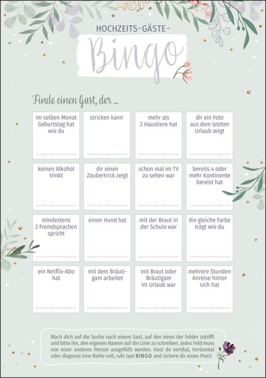 Produktbild: Hochzeits-G&auml;ste-Bingo