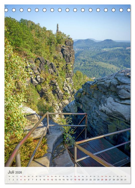 Produktbild: Bastei und Lilienstein - Unterwegs an zwei m&auml;rchenhaften Orten in der S&auml;chsischen Schweiz (Tischkalender 2026 DIN A5 hoch), CALVENDO Monatskalender
