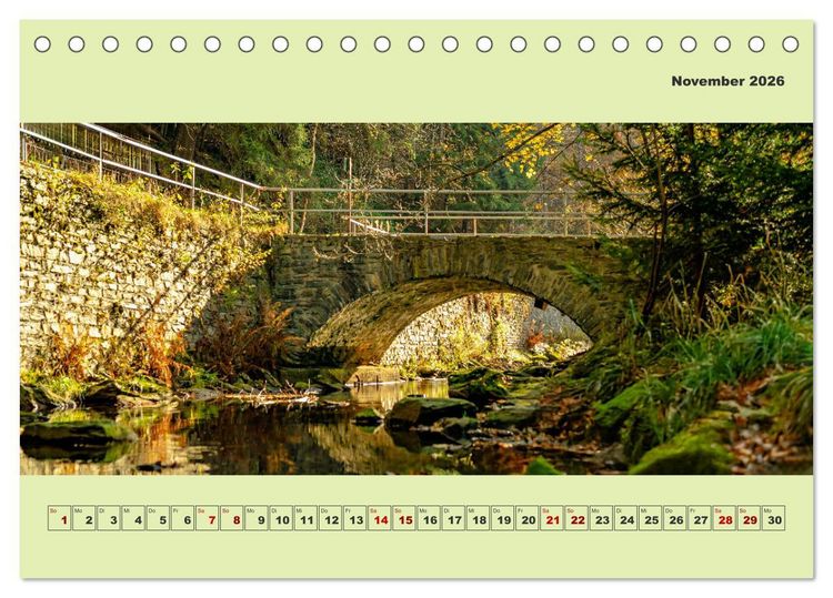 Produktbild: Die schwarze Pockau im Herbstgewand (Tischkalender 2026 DIN A5 quer), CALVENDO Monatskalender