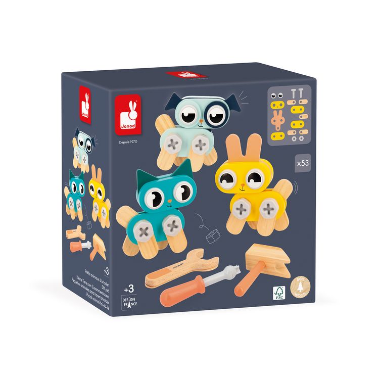 Produktbild: Holz-Bauset mit Hund, Katze & Hase &ndash; Konstruktionsspiel ab 3 Jahren