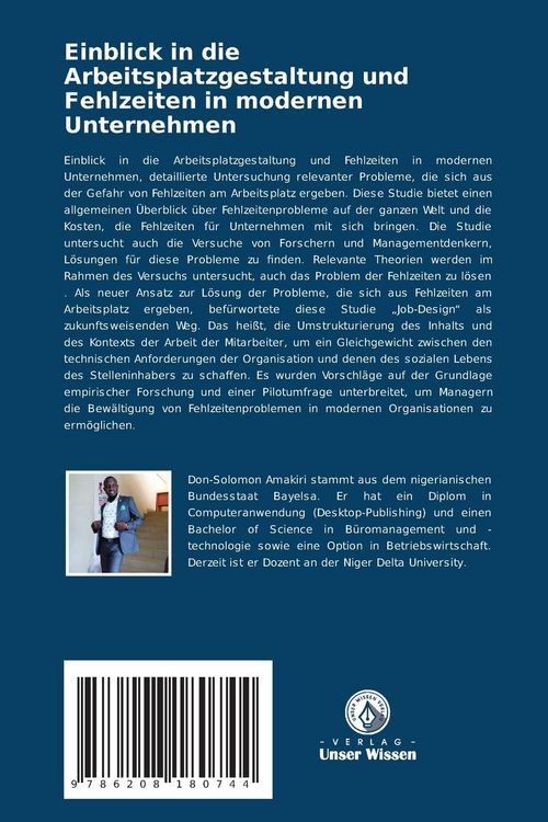 Produktbild: Einblick in die Arbeitsplatzgestaltung und Fehlzeiten in modernen Unternehmen