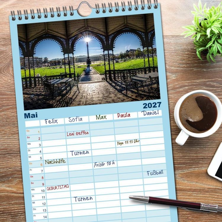Produktbild: Familienplaner 2027 - STUTTGART 2027 auf den zweiten Blick mit 5 Spalten (Wandkalender, 21 x 45 cm) CALVENDO