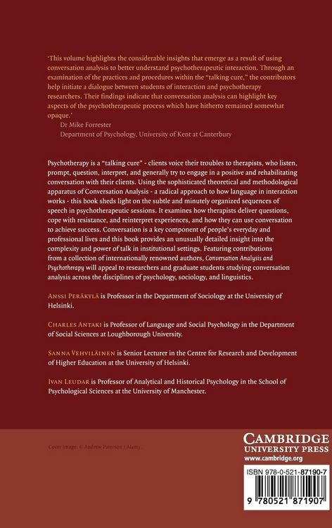 Produktbild: Conversation Analysis and Psychotherapy