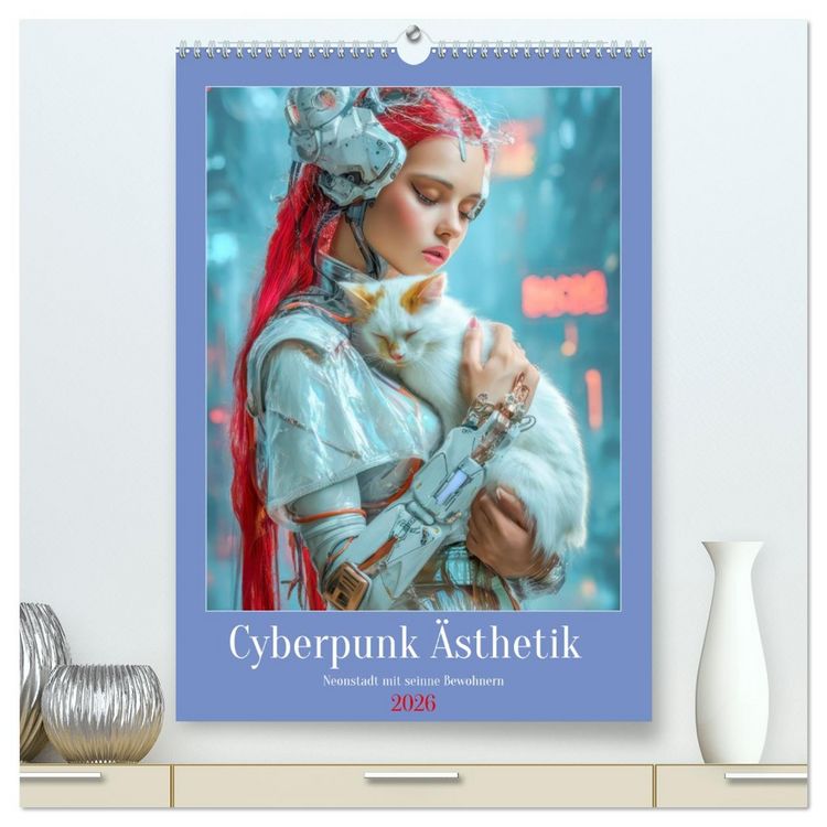 Produktbild: Cyberpunk &Auml;sthetik &ndash; Neonstadt mit seinne Bewohnern (hochwertiger Premium Wandkalender 2026 DIN A2 hoch), Kunstdruck in Hochglanz