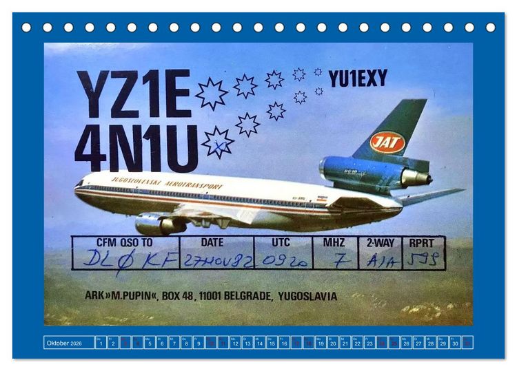 Produktbild: &Uuml;ber den Wolken - Flugzeuge des 20. Jahrhunderts auf Amateurfunkkarten (Tischkalender 2026 DIN A5 quer), CALVENDO Monatskalender
