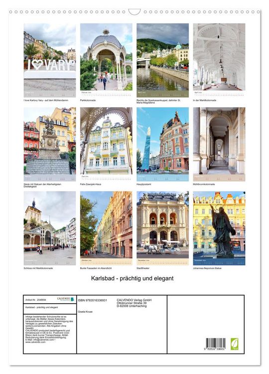 Produktbild: Karlsbad - pr&auml;chtig und elegant (Wandkalender 2026 DIN A2 hoch), CALVENDO Monatskalender