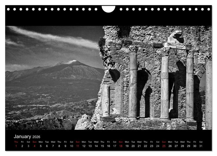 Produktbild: Black and White Sicily (Wall Calendar 2026 DIN A4 landscape), CALVENDO 12 Month Wall Calendar