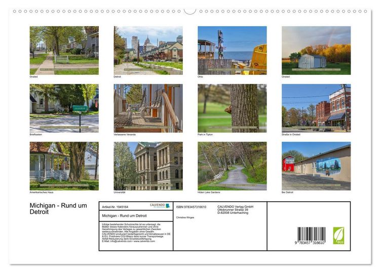 Produktbild: Michigan - Rund um Detroit (hochwertiger Premium Wandkalender 2026 DIN A2 quer), Kunstdruck in Hochglanz