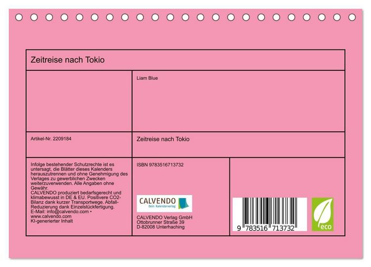 Produktbild: Zeitreise nach Tokio (Tischkalender 2026 DIN A5 quer), CALVENDO Monatskalender