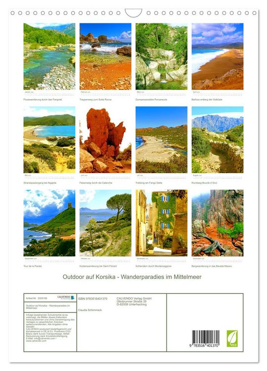 Produktbild: Outdoor auf Korsika - Wanderparadies im Mittelmeer (Wandkalender 2026 DIN A3 hoch), CALVENDO Monatskalender