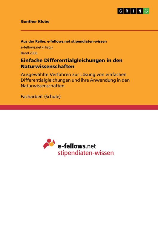 Produktbild: Einfache Differentialgleichungen in den Naturwissenschaften