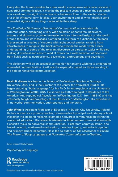 Produktbild: The Routledge Dictionary of Nonverbal Communication