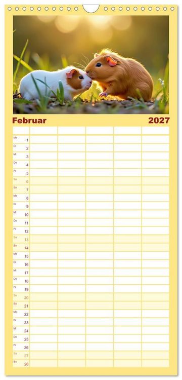 Produktbild: Familienplaner 2027 - S&uuml;&szlig;e Meerschweinchen mit 5 Spalten (Wandkalender, 21 x 45 cm) CALVENDO