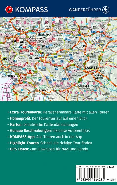 Produktbild: KOMPASS Wanderf&uuml;hrer Slowenien, 61 Touren mit Extra-Tourenkarte