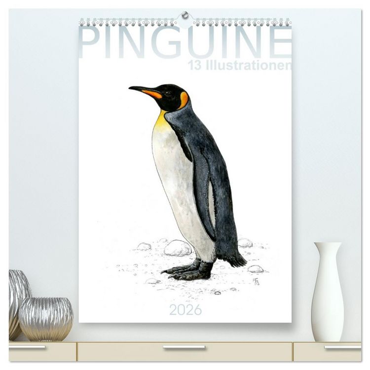 Produktbild: Pinguine - 13 Illustrationen (hochwertiger Premium Wandkalender 2026 DIN A2 hoch), Kunstdruck in Hochglanz