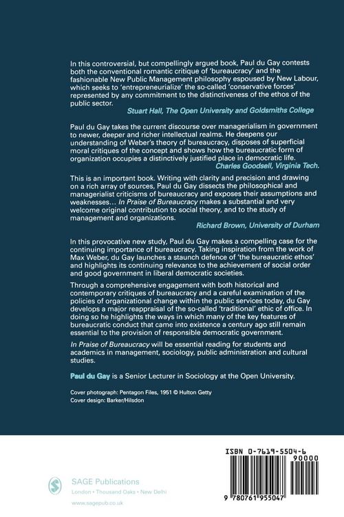 Produktbild: In Praise of Bureaucracy
