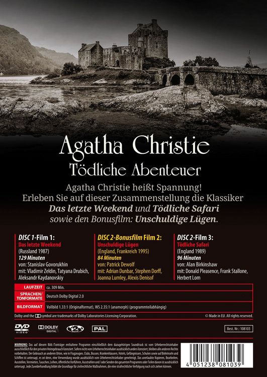 Produktbild: Agatha Christie - T&ouml;dliche Abenteuer [2 DVDs]