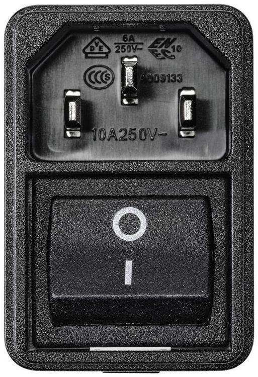 Produktbild: TRU COMPONENTS TC-10088380 Kaltger&auml;te-Steckverbinder C14 Stecker, Einbau vertikal Gesamtpolzahl: 3 10 A Schwarz 1 St.