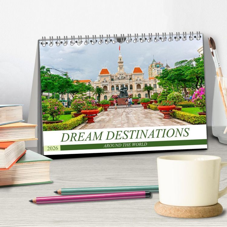 Produktbild: Dream destinations around the world (Desk Calendar 2026 DIN A5 landscape), CALVENDO 12 Month DeskCalendar