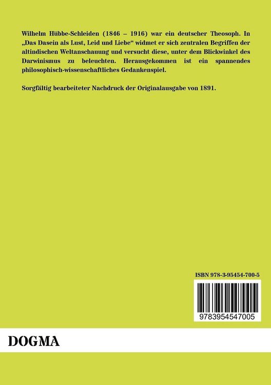 Produktbild: Das Dasein als Lust, Leid und Liebe