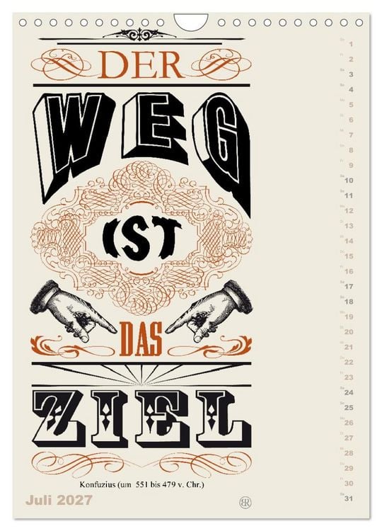 Produktbild: Die sch&ouml;nsten Lebensweisheiten Typo - Kalender (Wandkalender 2027 DIN A4 hoch), CALVENDO Monatskalender