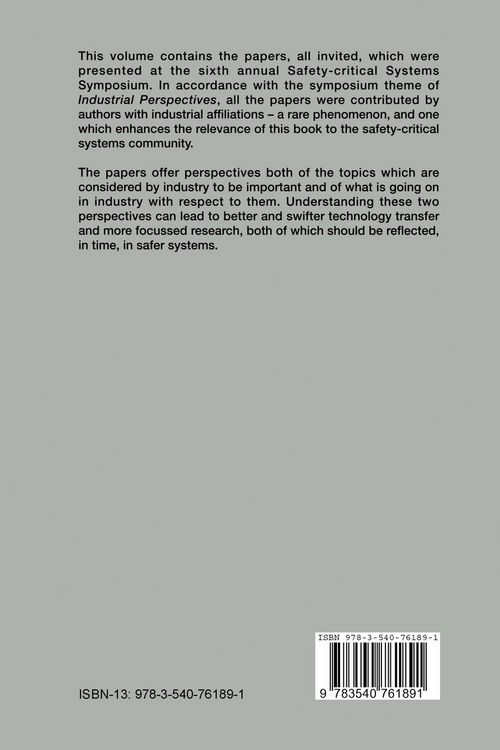 Produktbild: Industrial Perspectives of Safety-critical Systems